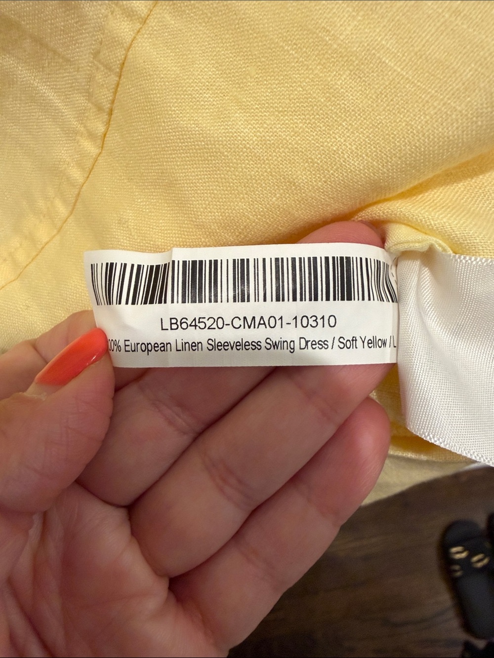 Quince 100% European linen sleeveless swing dress soft Yellow Tunic Dress large - Picture 7 of 7